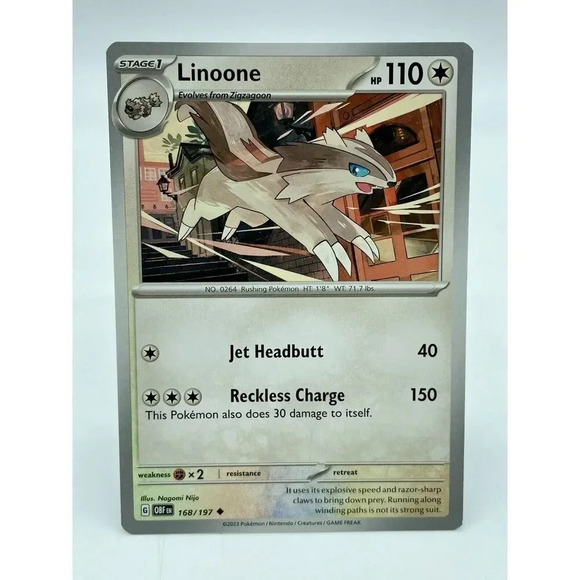 Linoone 168/197 S&V: Obsidian Flames Non-Holo‎ Pokémon TCG Mint Unplayed - Picture 1 of 6